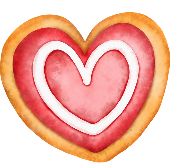 Heart Shaped Cookie Watercolor Illustration 